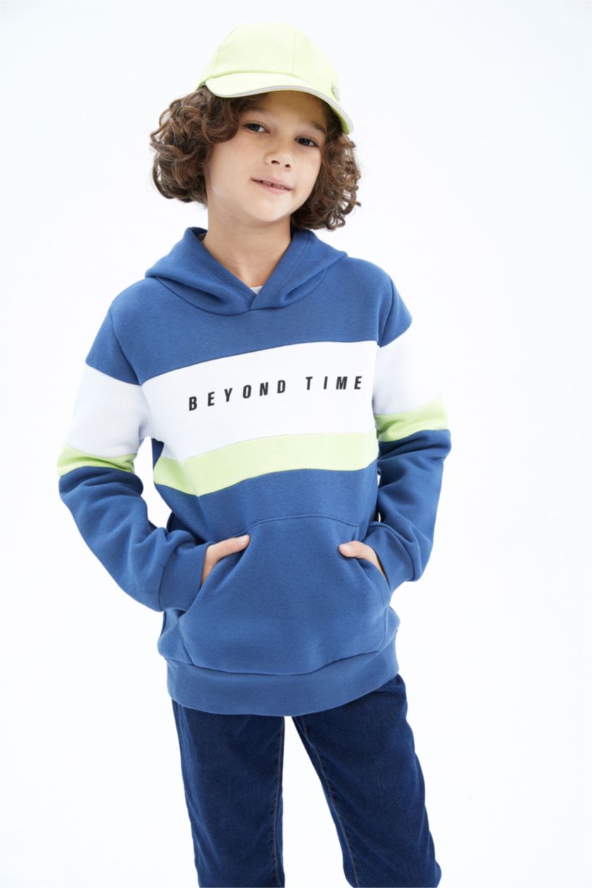 GARÇONS Indigo Sweat- Shirt Tissu Sweat Épais Coupe Régulière À capuche Kangaroo