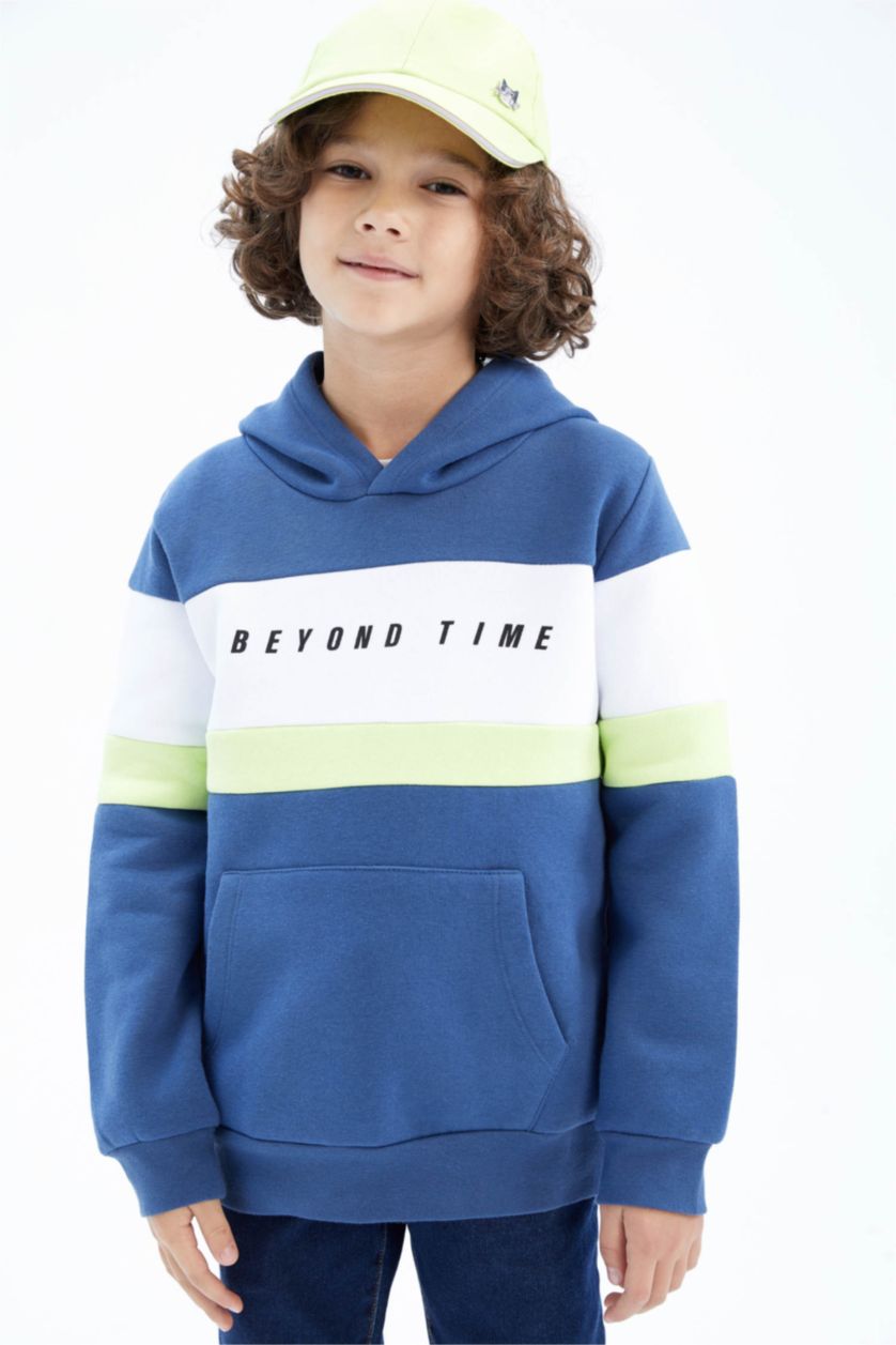 GARÇONS Indigo Sweat- Shirt Tissu Sweat Épais Coupe Régulière À capuche Kangaroo