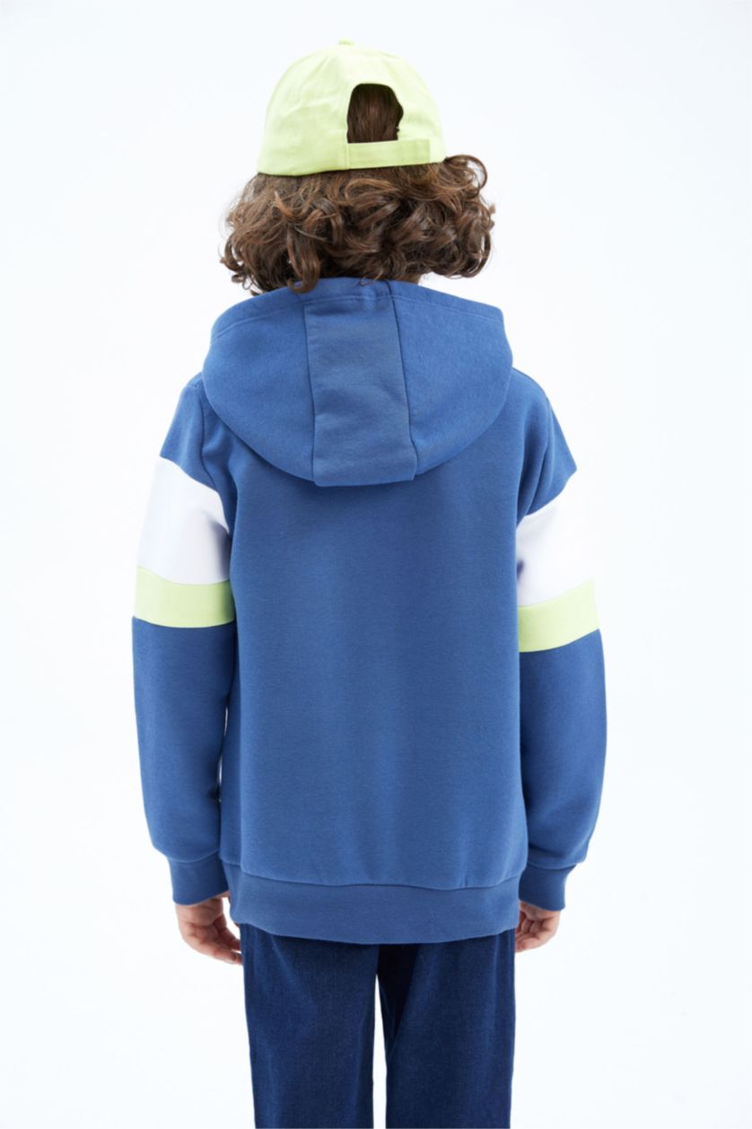 GARÇONS Indigo Sweat- Shirt Tissu Sweat Épais Coupe Régulière À capuche Kangaroo