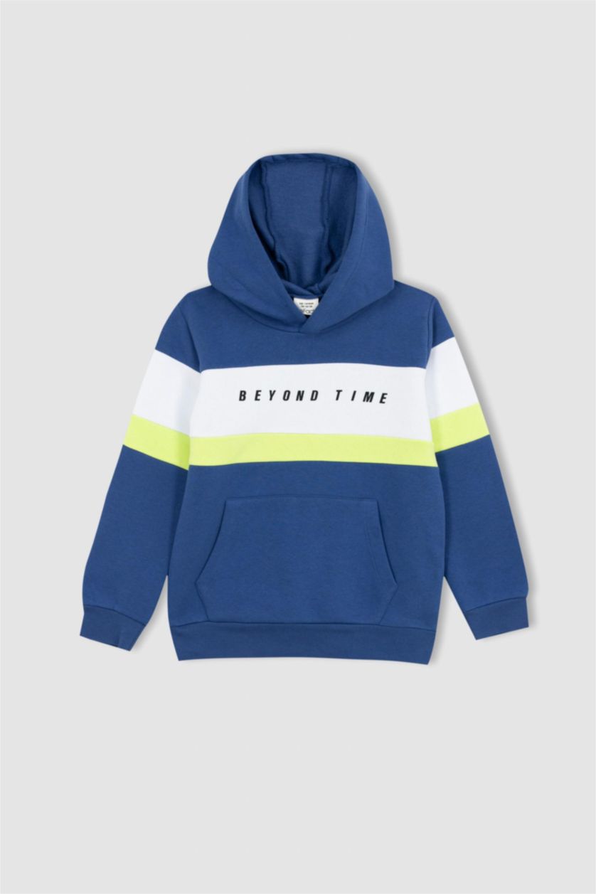 GARÇONS Indigo Sweat- Shirt Tissu Sweat Épais Coupe Régulière À capuche Kangaroo