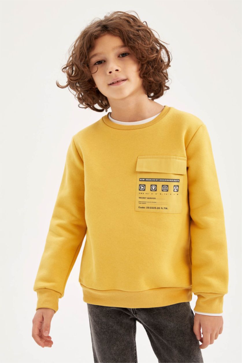Мальчики и подростки Желтый Свитшот стандартного кроя из плотной ткани для мальчиков