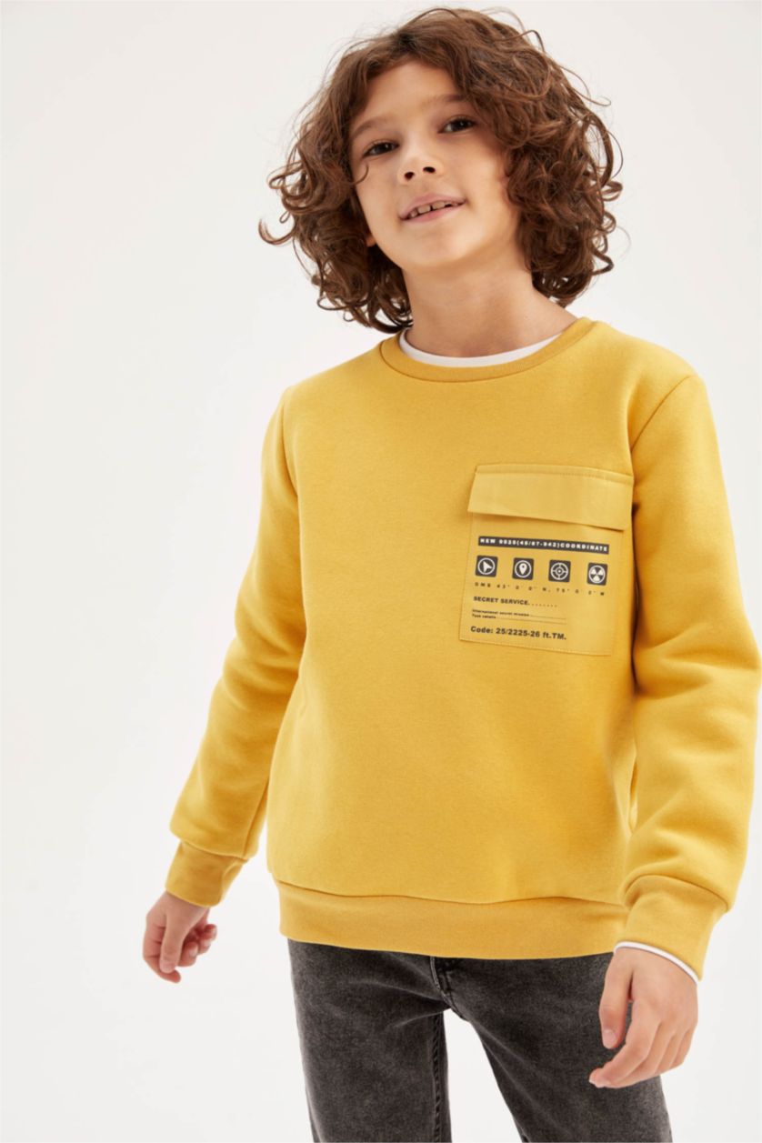 Мальчики и подростки Желтый Свитшот стандартного кроя из плотной ткани для мальчиков