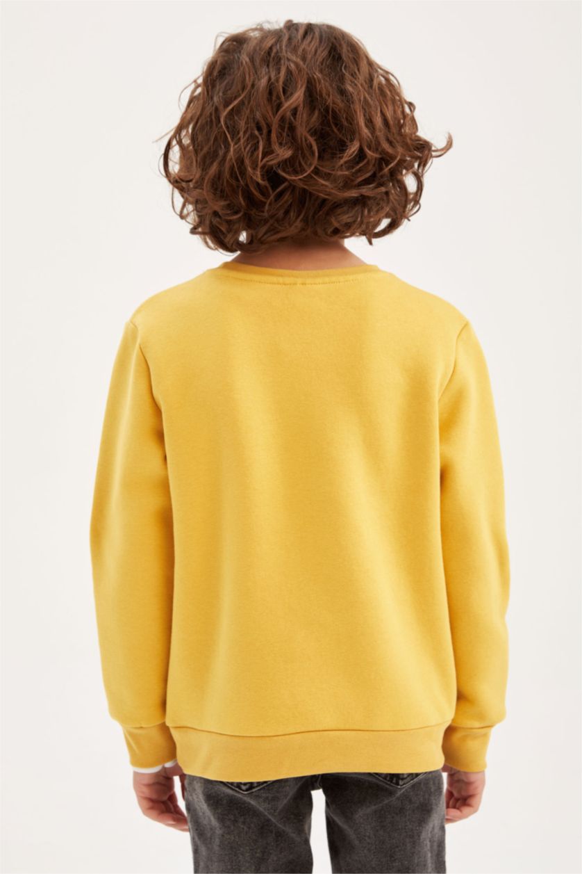 Мальчики и подростки Желтый Свитшот стандартного кроя из плотной ткани для мальчиков