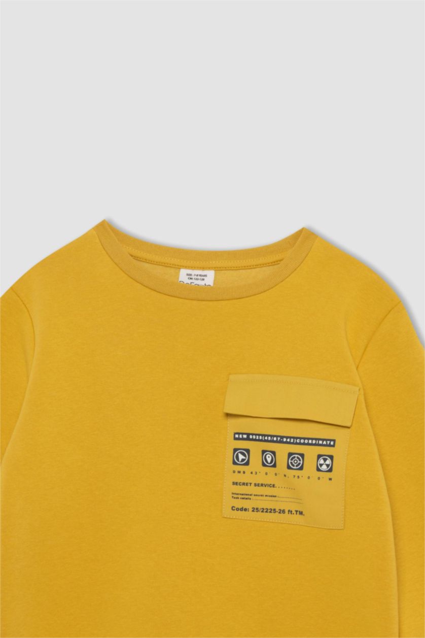 Мальчики и подростки Желтый Свитшот стандартного кроя из плотной ткани для мальчиков