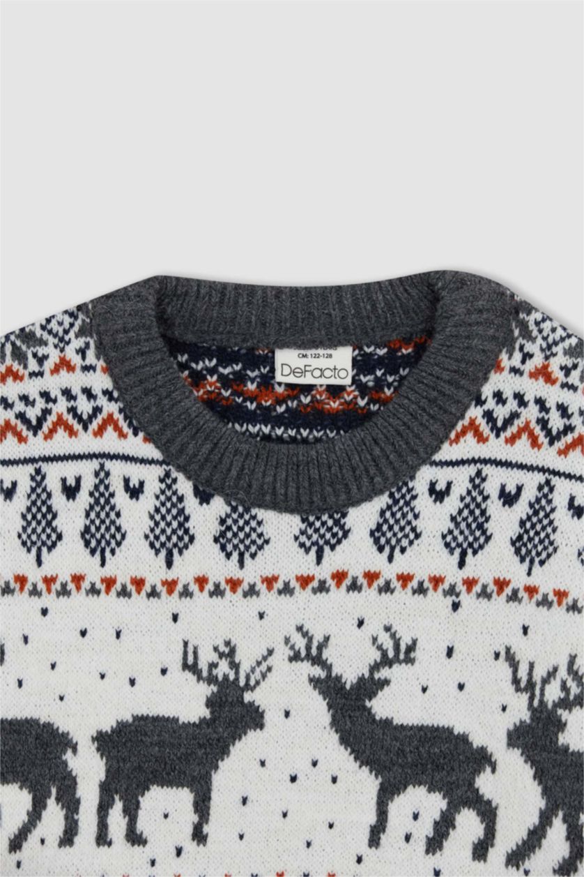 Хлопчачий Бежевий Пуловер стандартного крою з круглим вирізом для хлопчиків