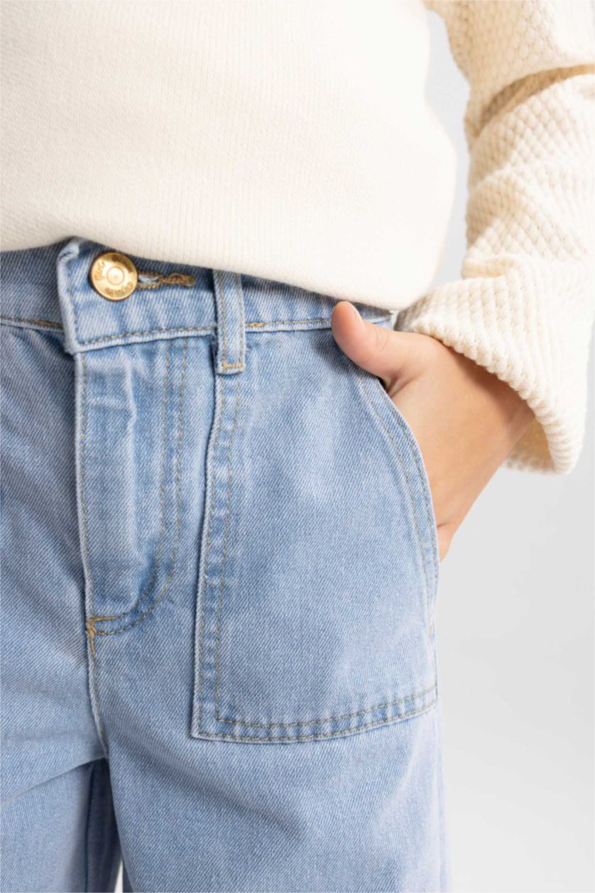 FILLES BLEU Clair Pantalon Jean Large Pour Fille