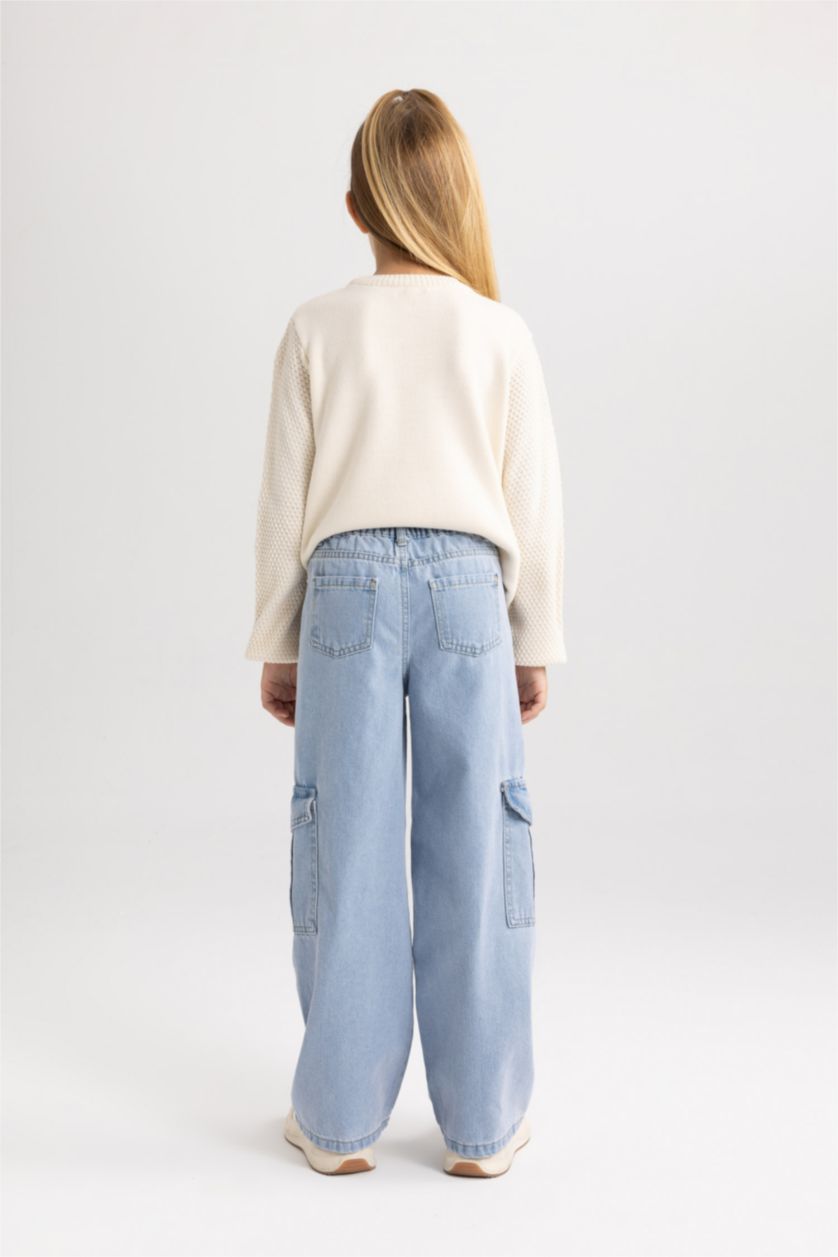 FILLES BLEU Clair Pantalon Jean Large Pour Fille