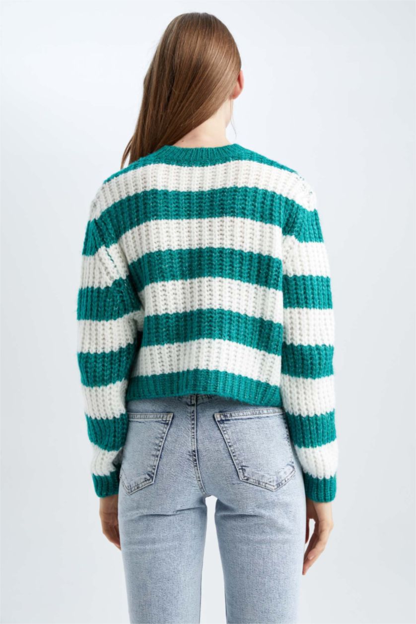 WOMAN Green Oversize Fit Crew Neck Pullover