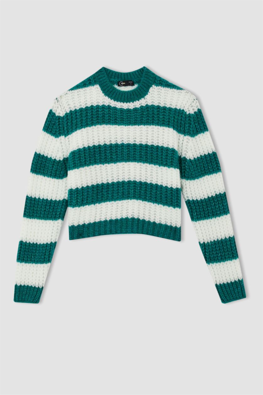 WOMAN Green Oversize Fit Crew Neck Pullover