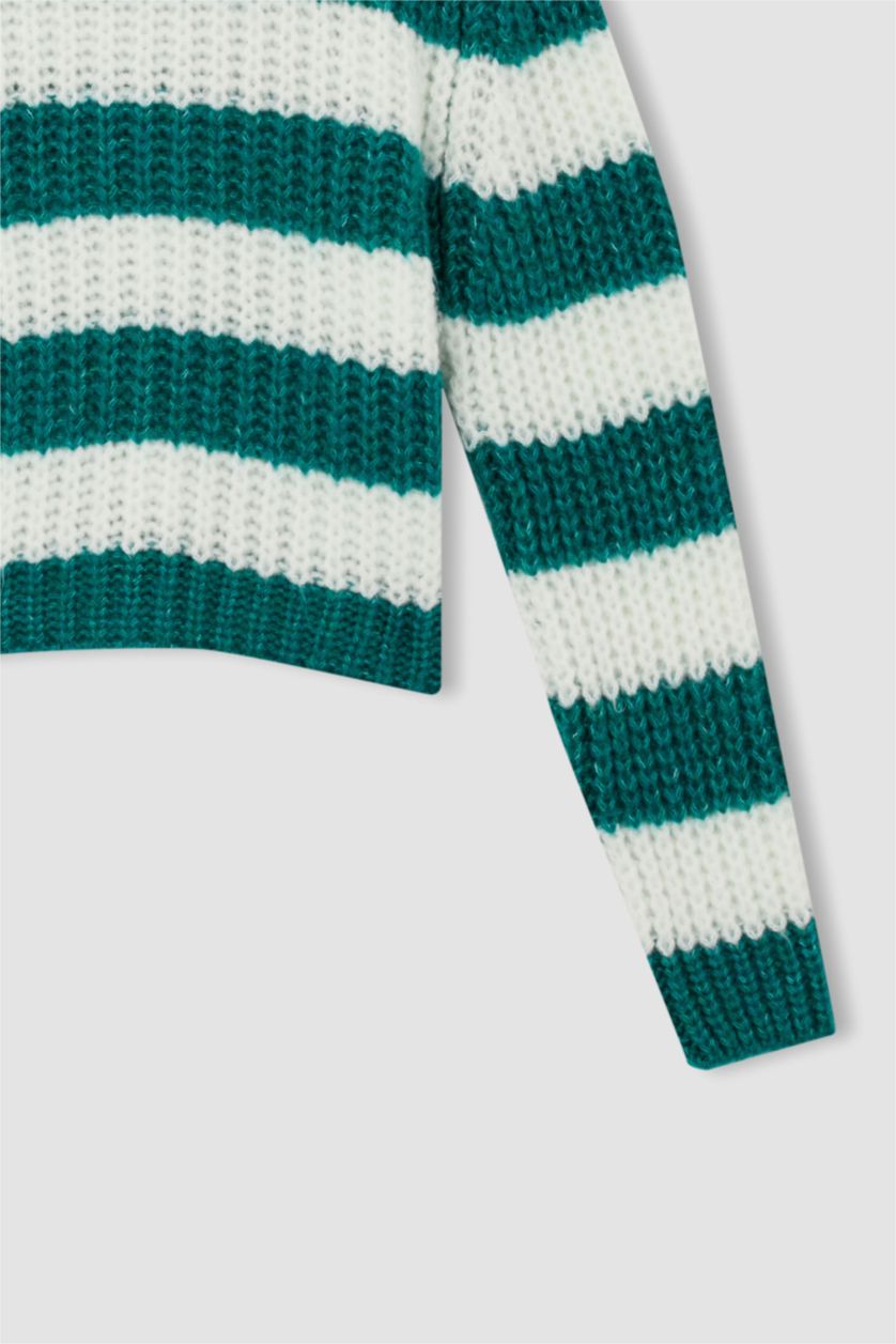 WOMAN Green Oversize Fit Crew Neck Pullover