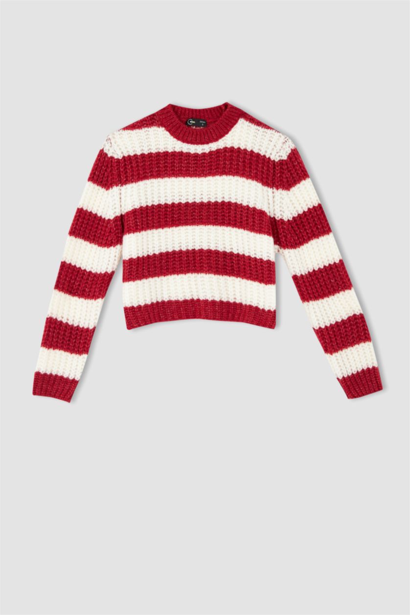 Kadın Kırmızı Oversıze Bisiklet Yaka Kazak