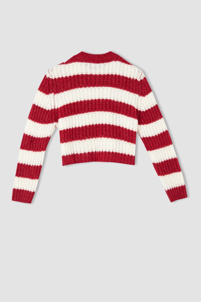 Kadın Kırmızı Oversıze Bisiklet Yaka Kazak