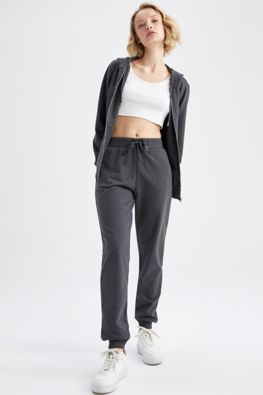 نساء أنثرا بنطال رياضي بيزك بقصة عادية بجيب من نسيج السويت شيرت الرفيع