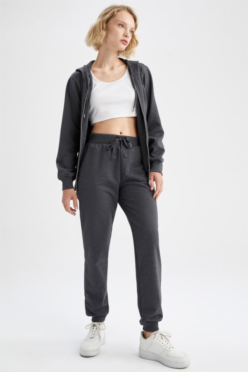 نساء أنثرا بنطال رياضي بيزك بقصة عادية بجيب من نسيج السويت شيرت الرفيع