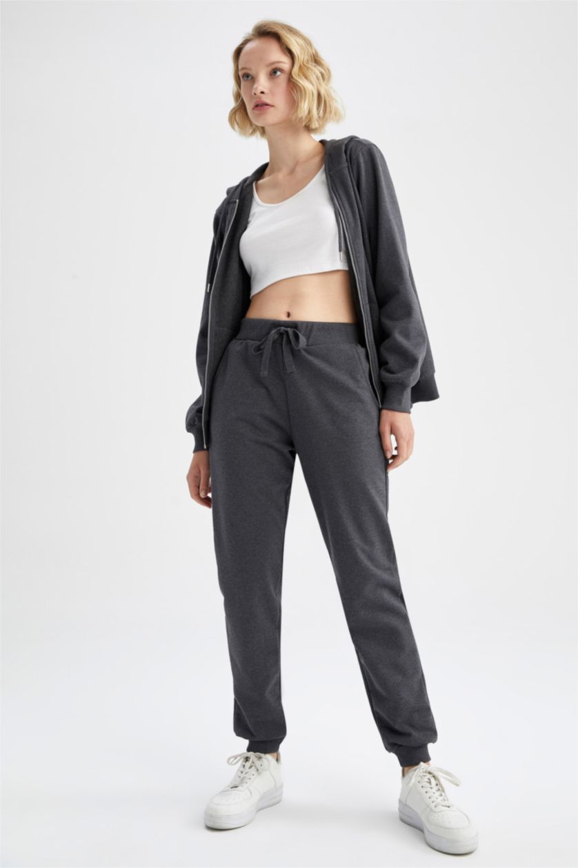 نساء أنثرا بنطال رياضي بيزك بقصة عادية بجيب من نسيج السويت شيرت الرفيع