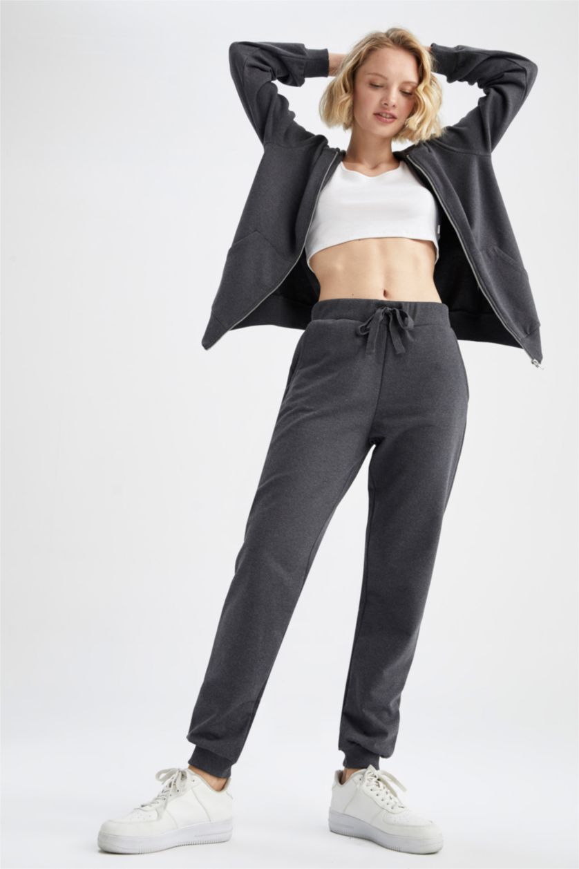 نساء أنثرا بنطال رياضي بيزك بقصة عادية بجيب من نسيج السويت شيرت الرفيع