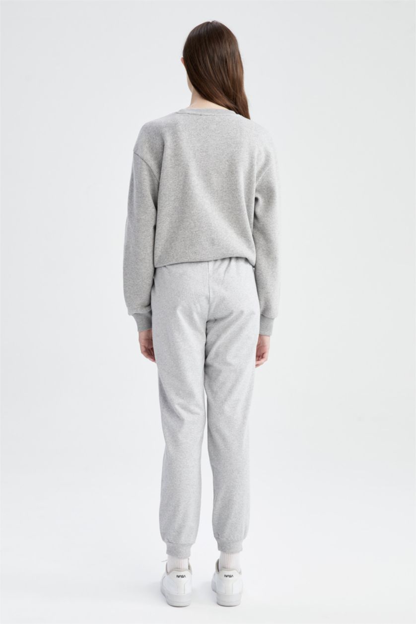 Woman Grey Melange jogger Thin Sweatshirt Fabric Trousers