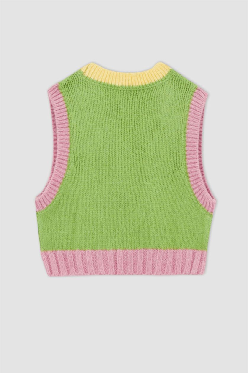 WOMAN Light Green Regular Fit V-Neck