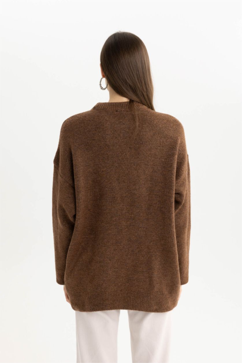 WOMAN Brown Oversize Fit Crew Neck Tunic