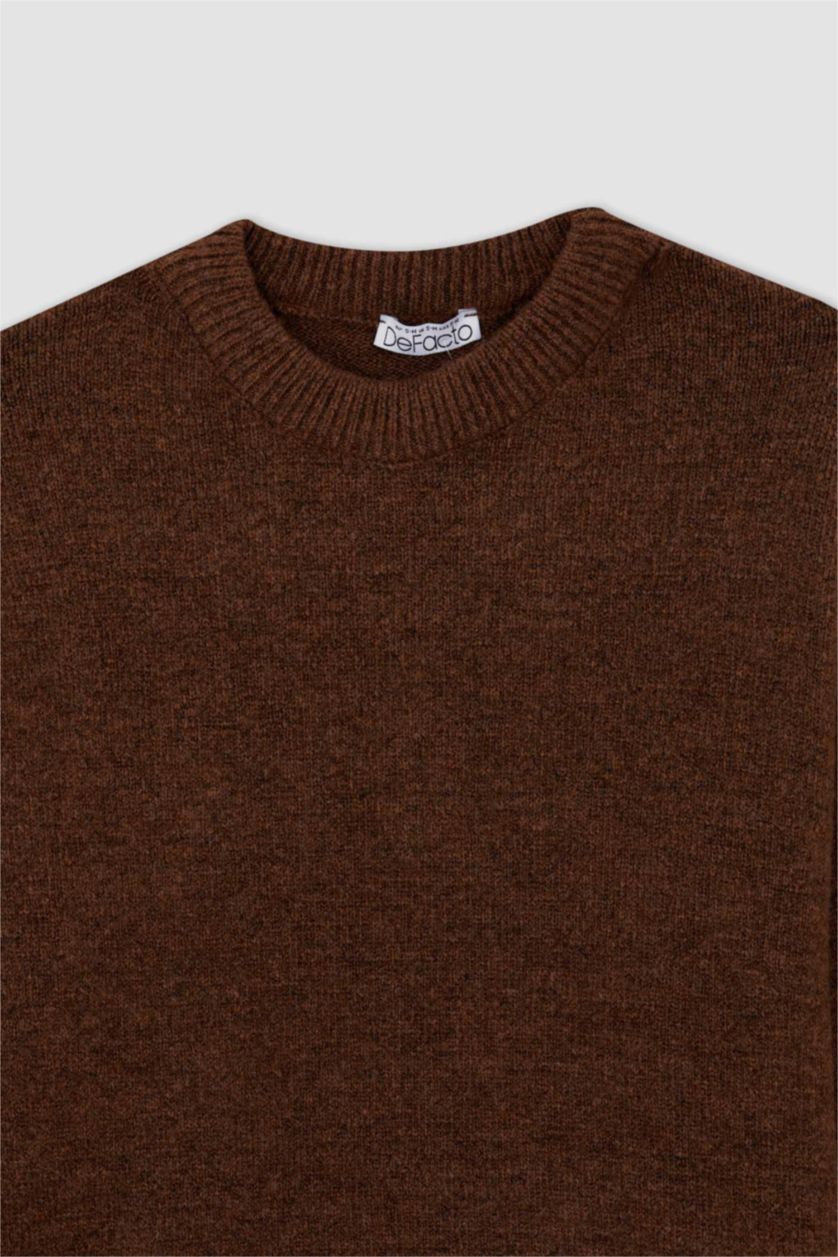 WOMAN Brown Oversize Fit Crew Neck Tunic