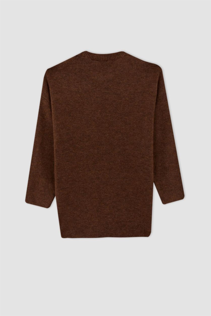 WOMAN Brown Oversize Fit Crew Neck Tunic