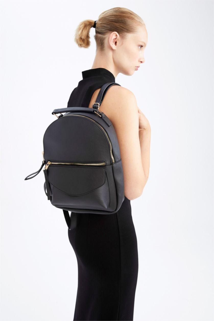 FEMME Noir Sac à dos en similicuir pour femme