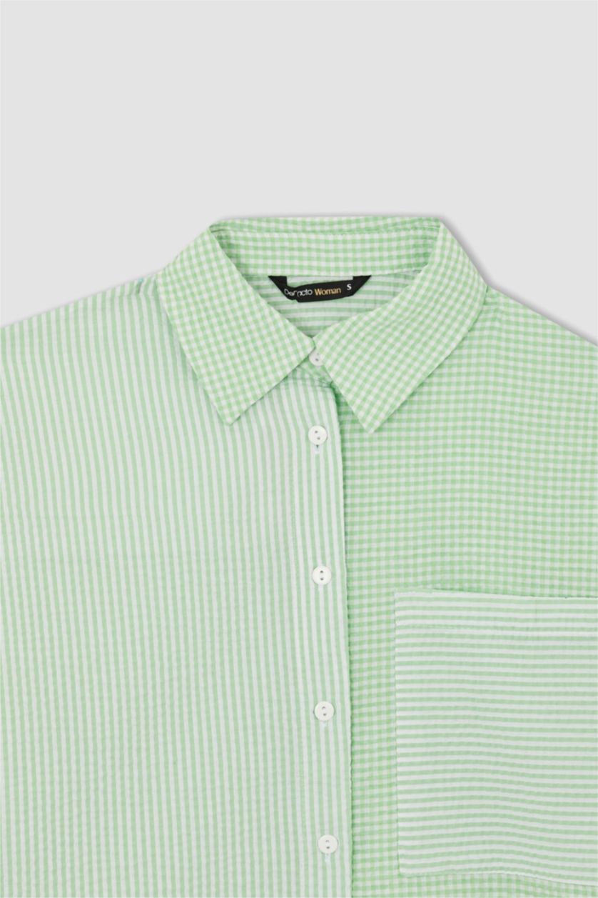 FEMME Vert Clair Chemises à manches longues Col De Chemise Avec Poche