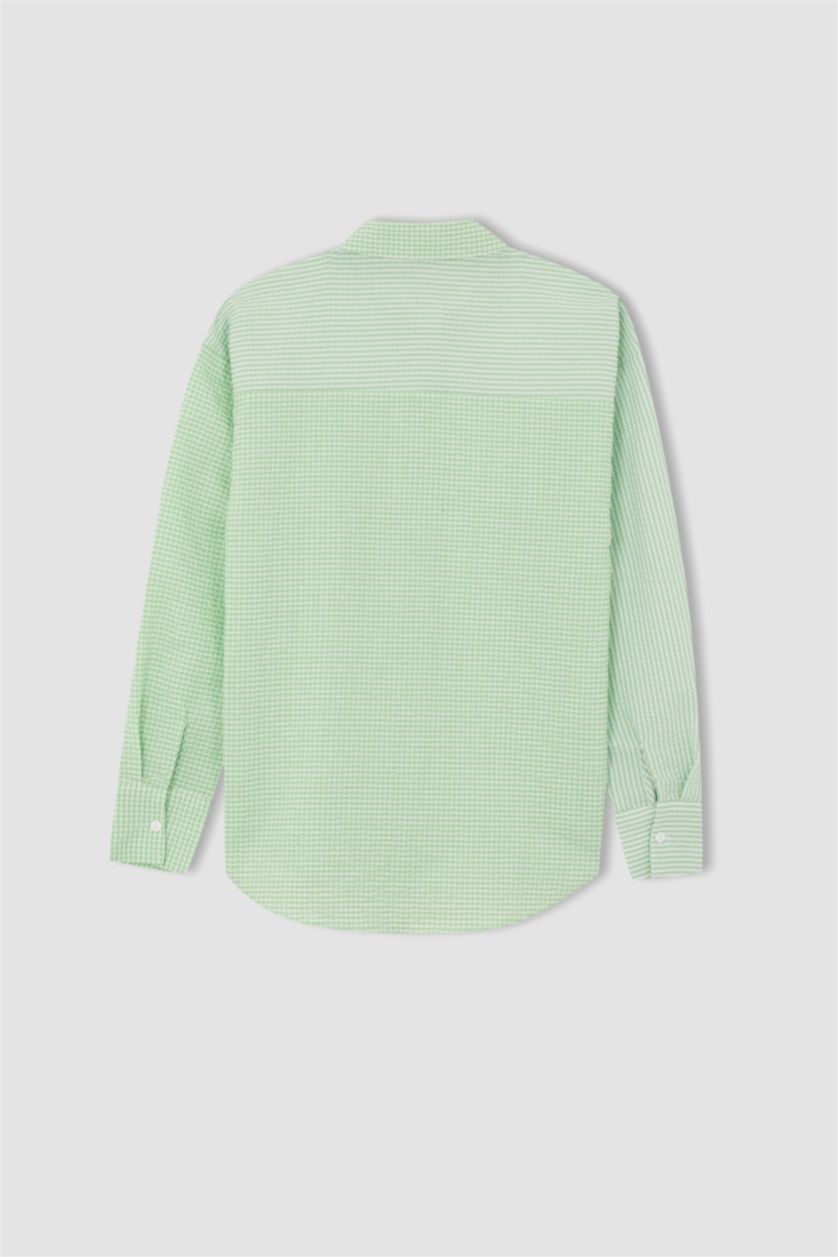 FEMME Vert Clair Chemises à manches longues Col De Chemise Avec Poche