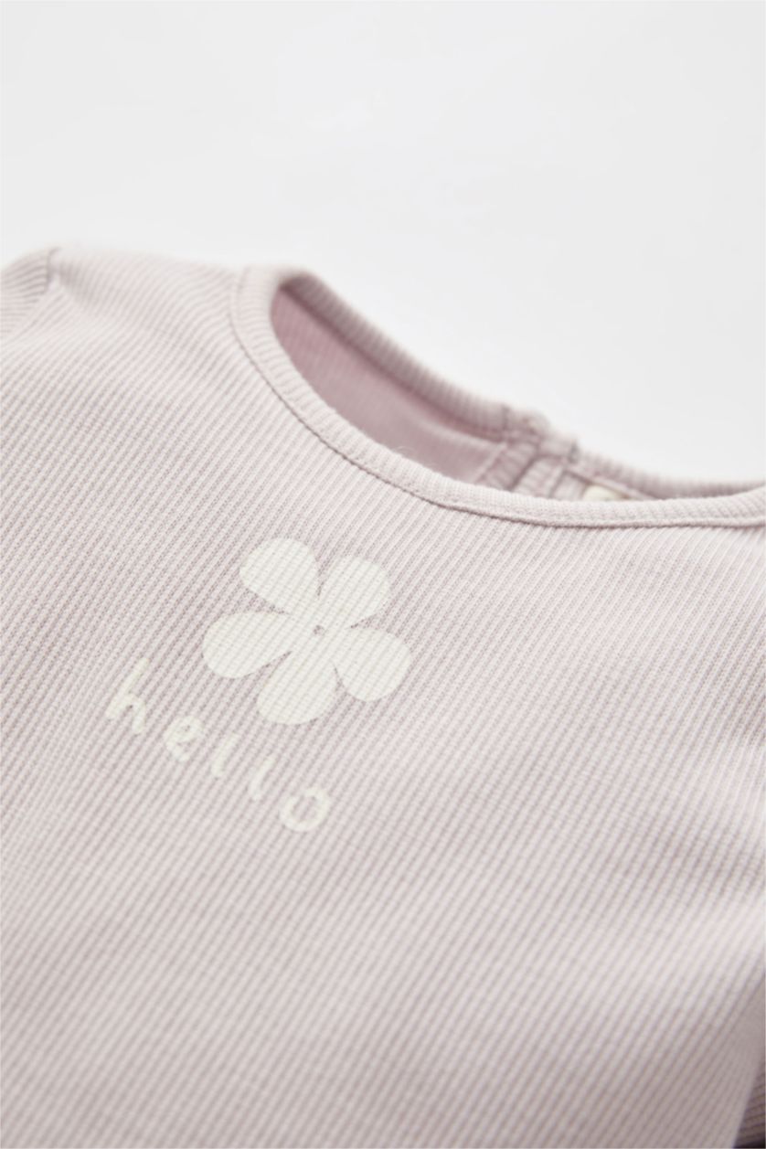 BÉBÉ FILLE Violet Ensemble t-shirt legging camisole côtelé à manches longues imprimé fleuri bébé fille