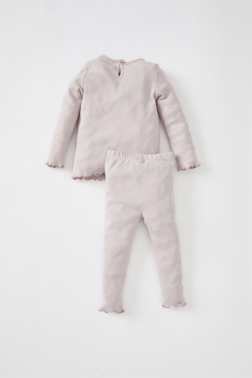 BÉBÉ FILLE Violet Ensemble t-shirt legging camisole côtelé à manches longues imprimé fleuri bébé fille