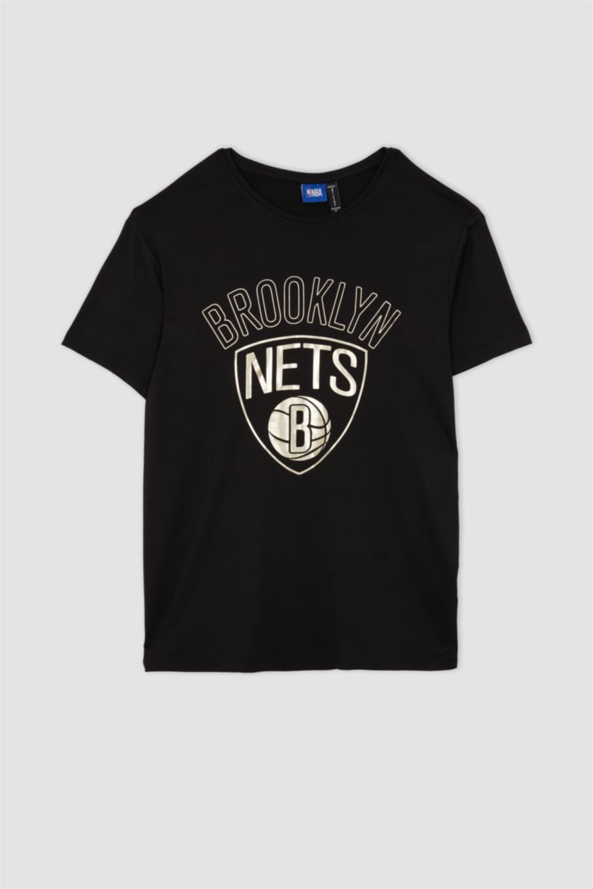 MAN Black Defacto Fit NBA Brooklyn Nets Licensed Regular Fit T-Shirt