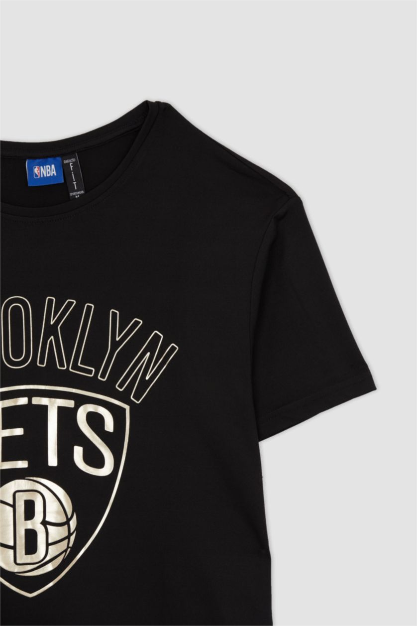 MAN Black Defacto Fit NBA Brooklyn Nets Licensed Regular Fit T-Shirt
