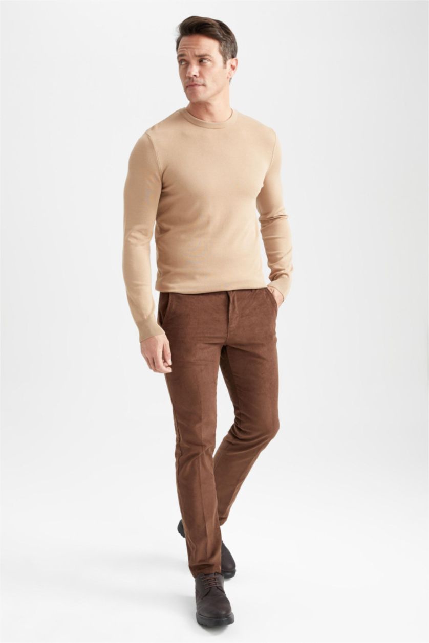 MAN Brown Regular Fit Velvet Trousers