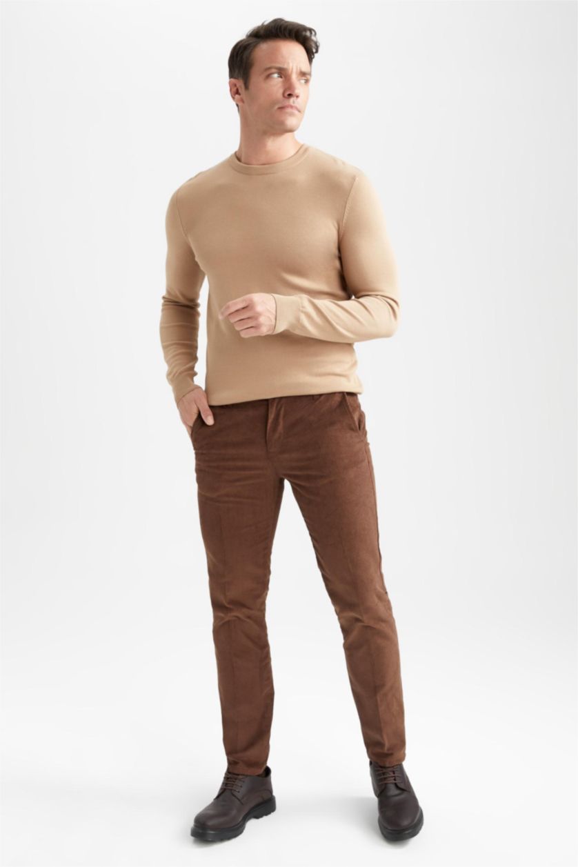 MAN Brown Regular Fit Velvet Trousers