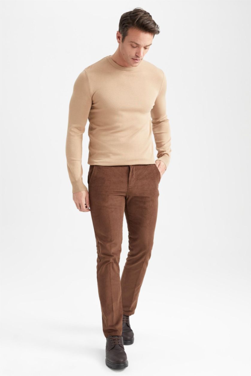 MAN Brown Regular Fit Velvet Trousers