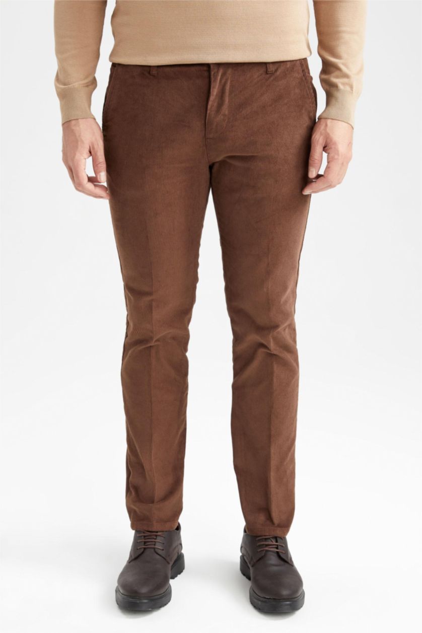 MAN Brown Regular Fit Velvet Trousers