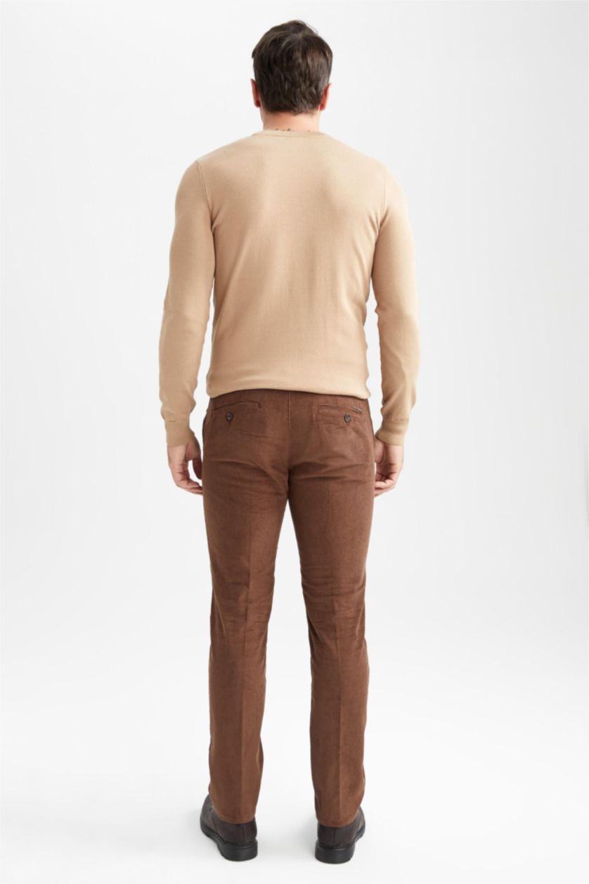 MAN Brown Regular Fit Velvet Trousers