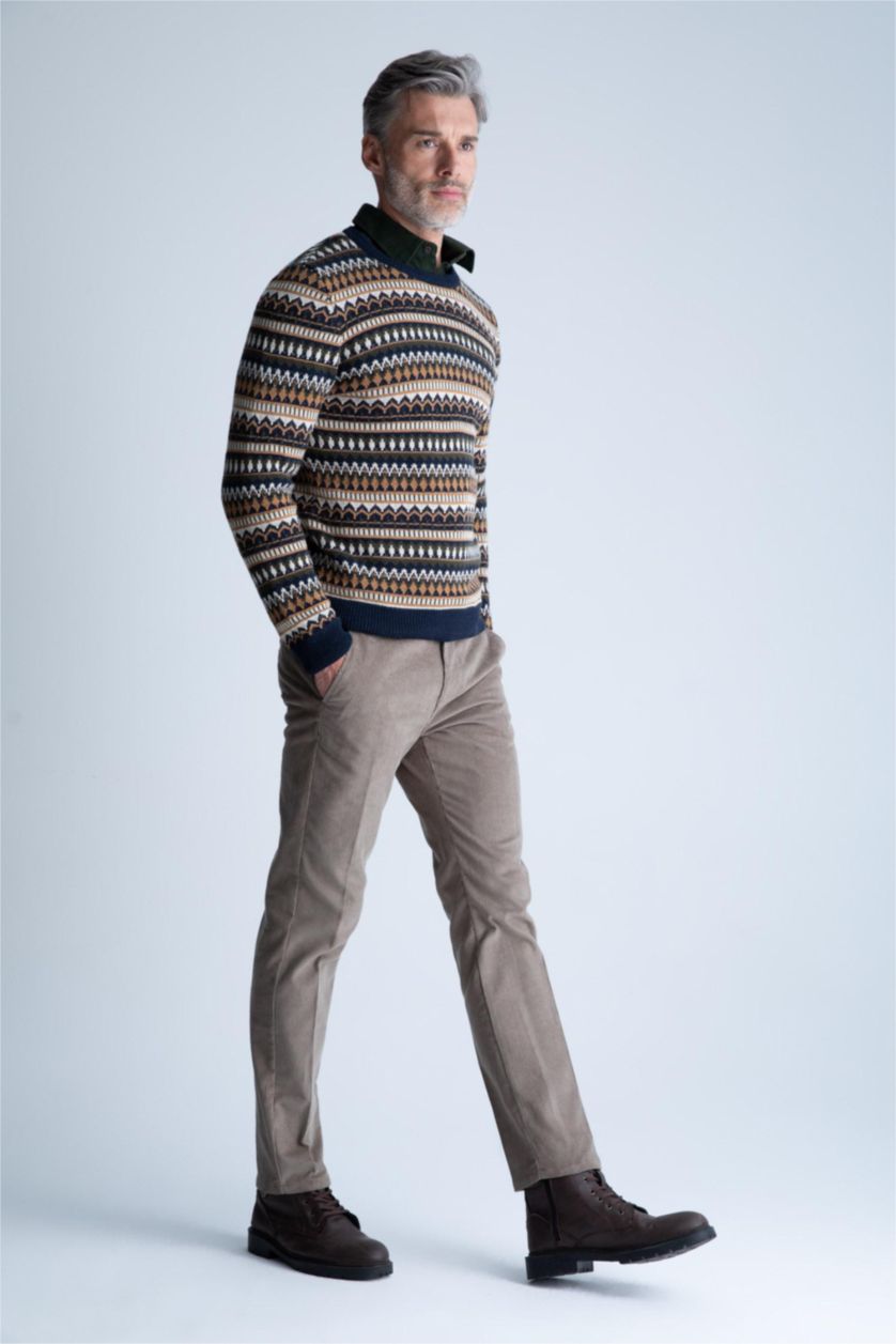 رجالي خشبي بنطلون مخمل قصة عادية