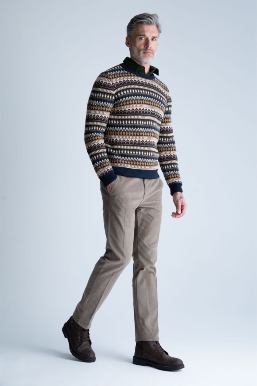 رجالي خشبي بنطلون مخمل قصة عادية