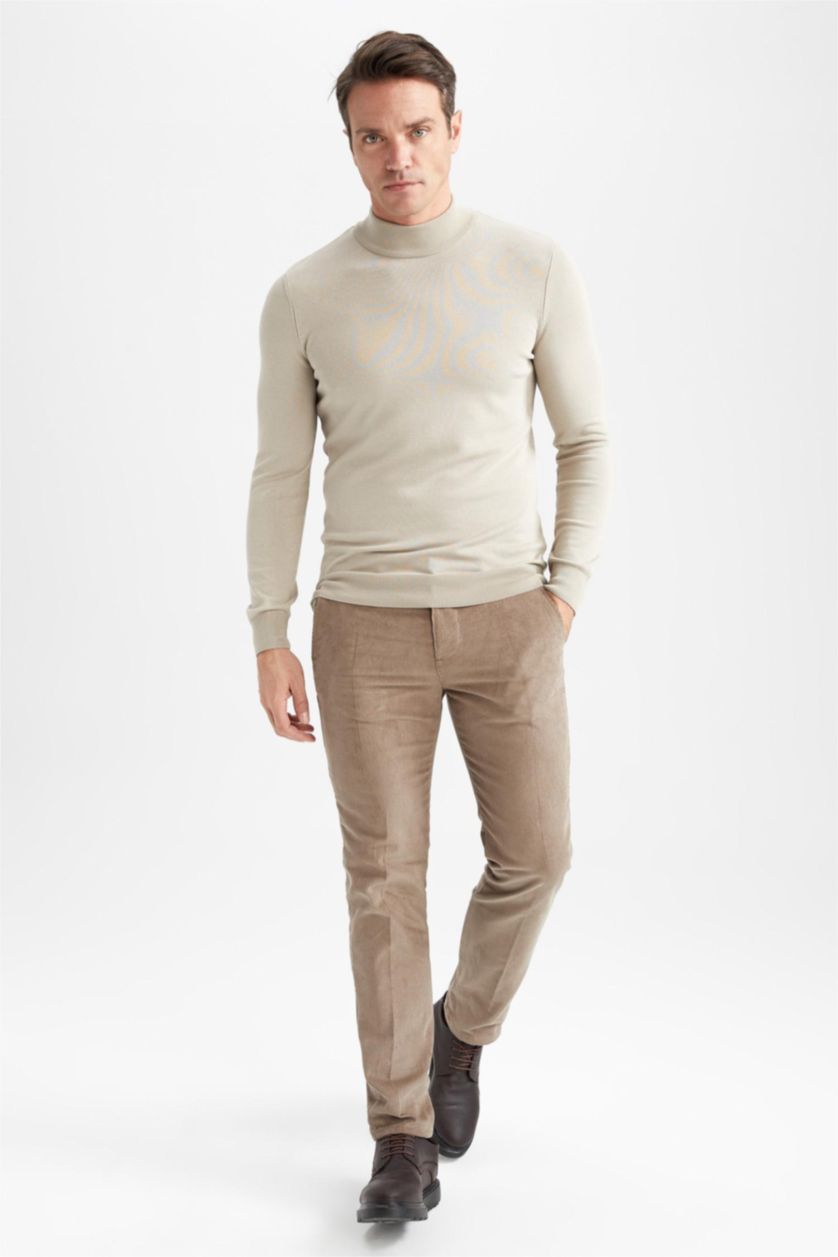 رجالي خشبي بنطلون مخمل قصة عادية