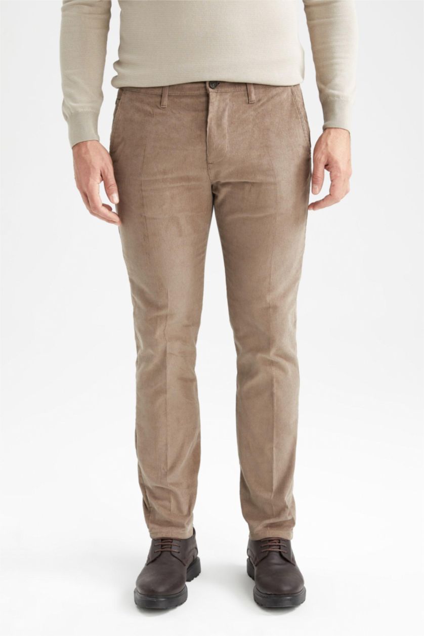 رجالي خشبي بنطلون مخمل قصة عادية