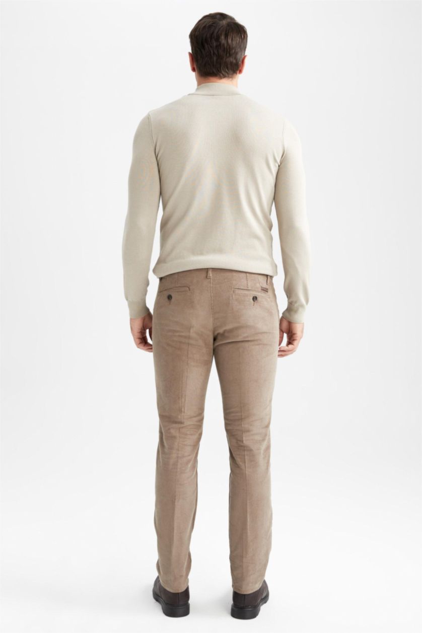 رجالي خشبي بنطلون مخمل قصة عادية