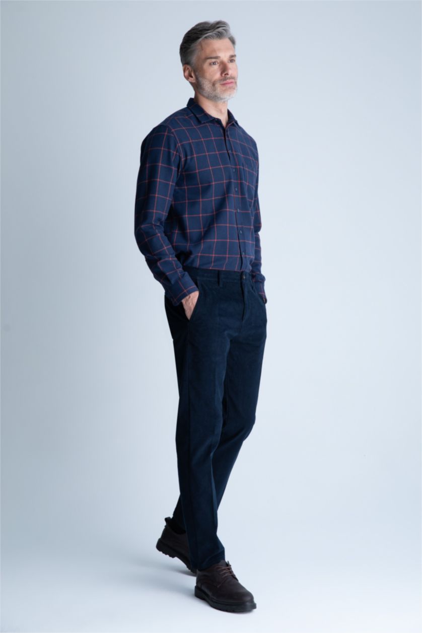 رجال كحلي بنطلون مخمل بقصة عادية