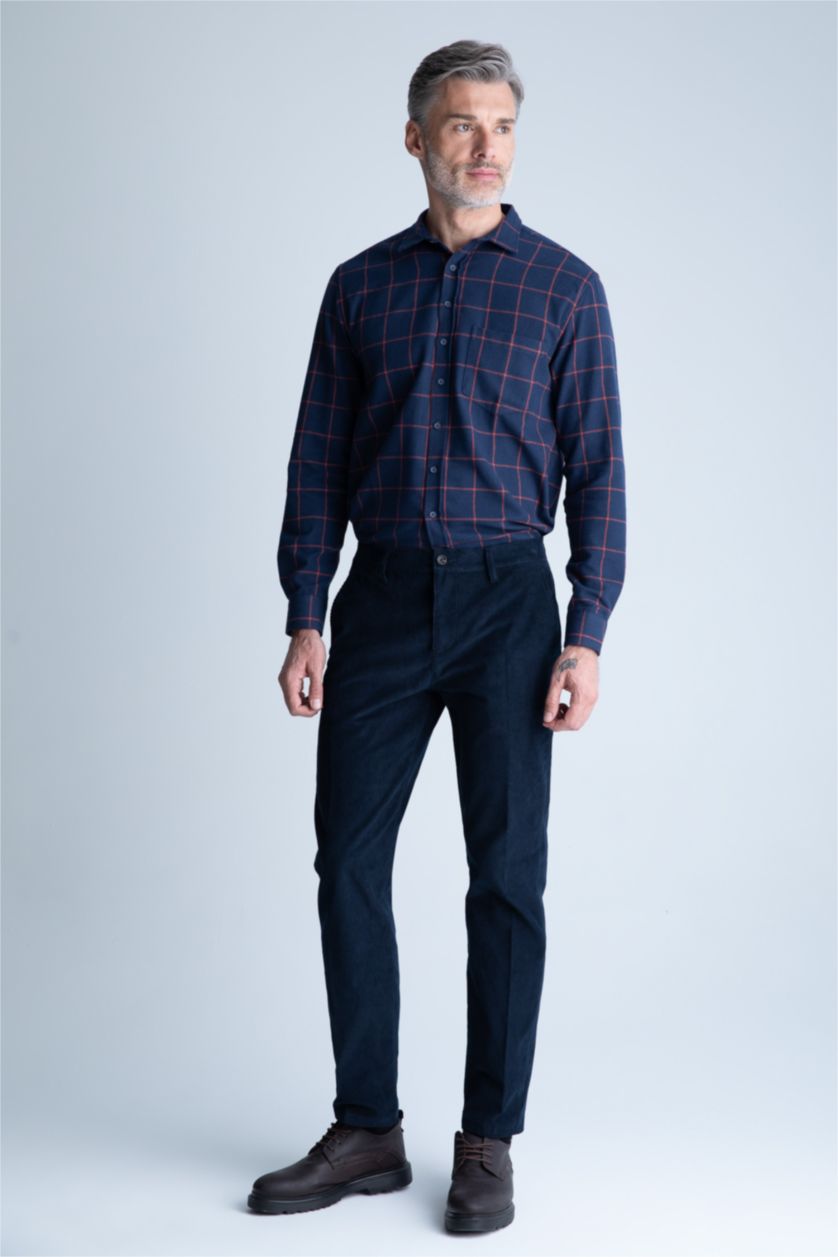 رجال كحلي بنطلون مخمل بقصة عادية