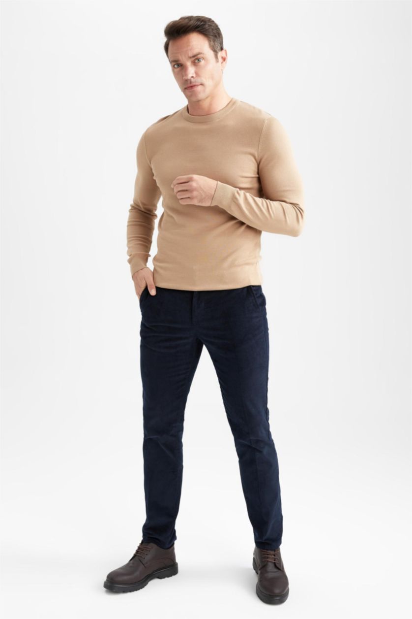 رجال كحلي بنطلون مخمل بقصة عادية