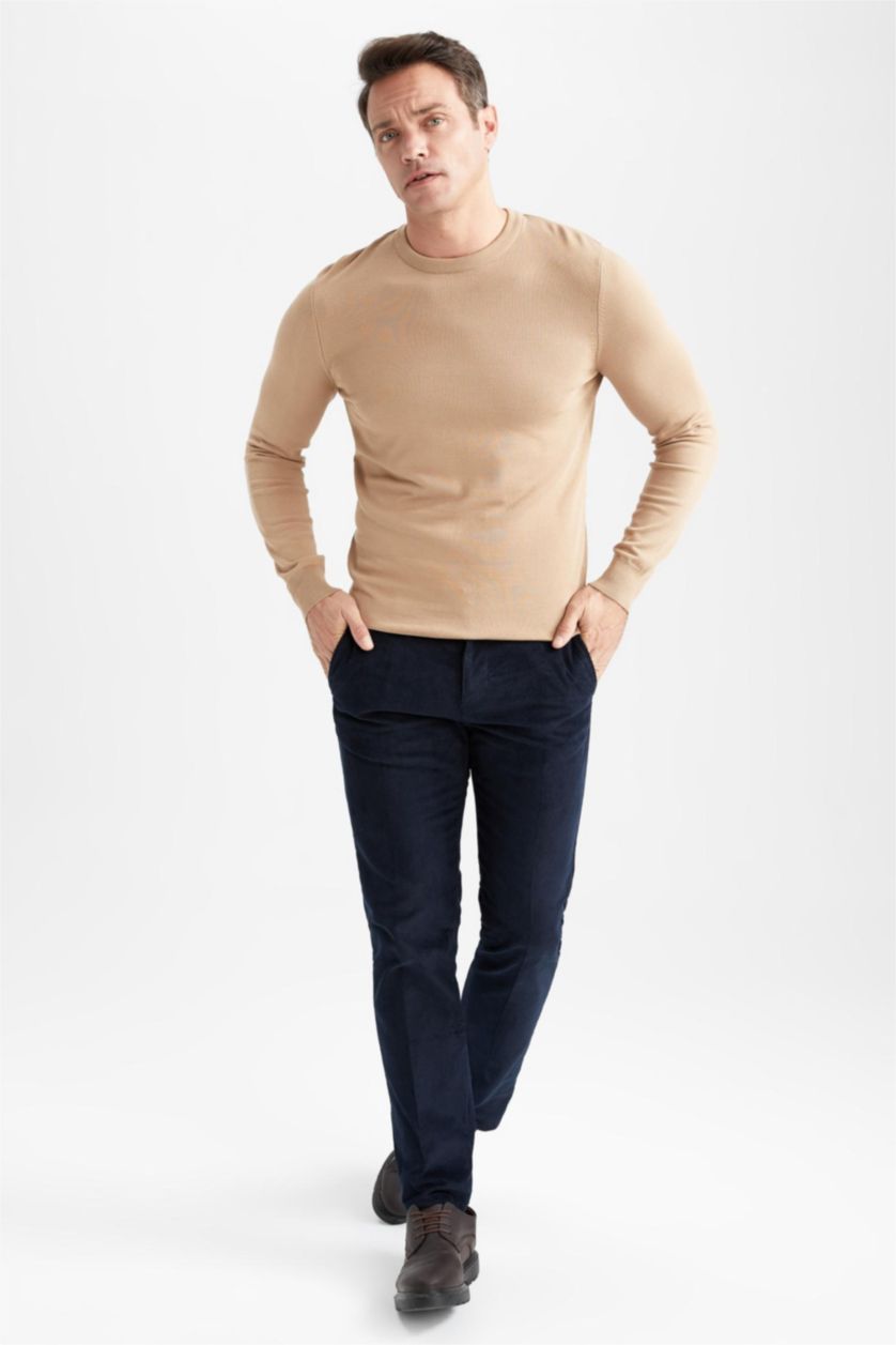 رجال كحلي بنطلون مخمل بقصة عادية