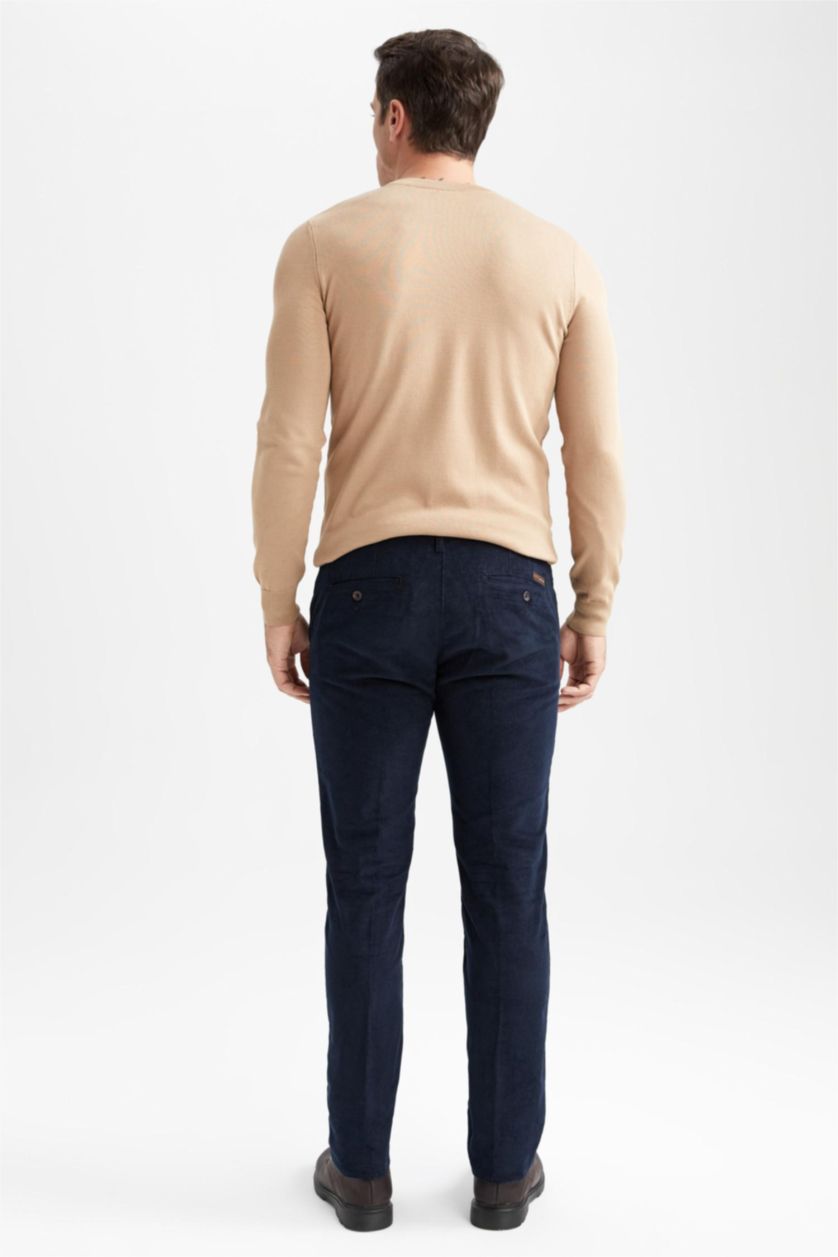 رجال كحلي بنطلون مخمل بقصة عادية