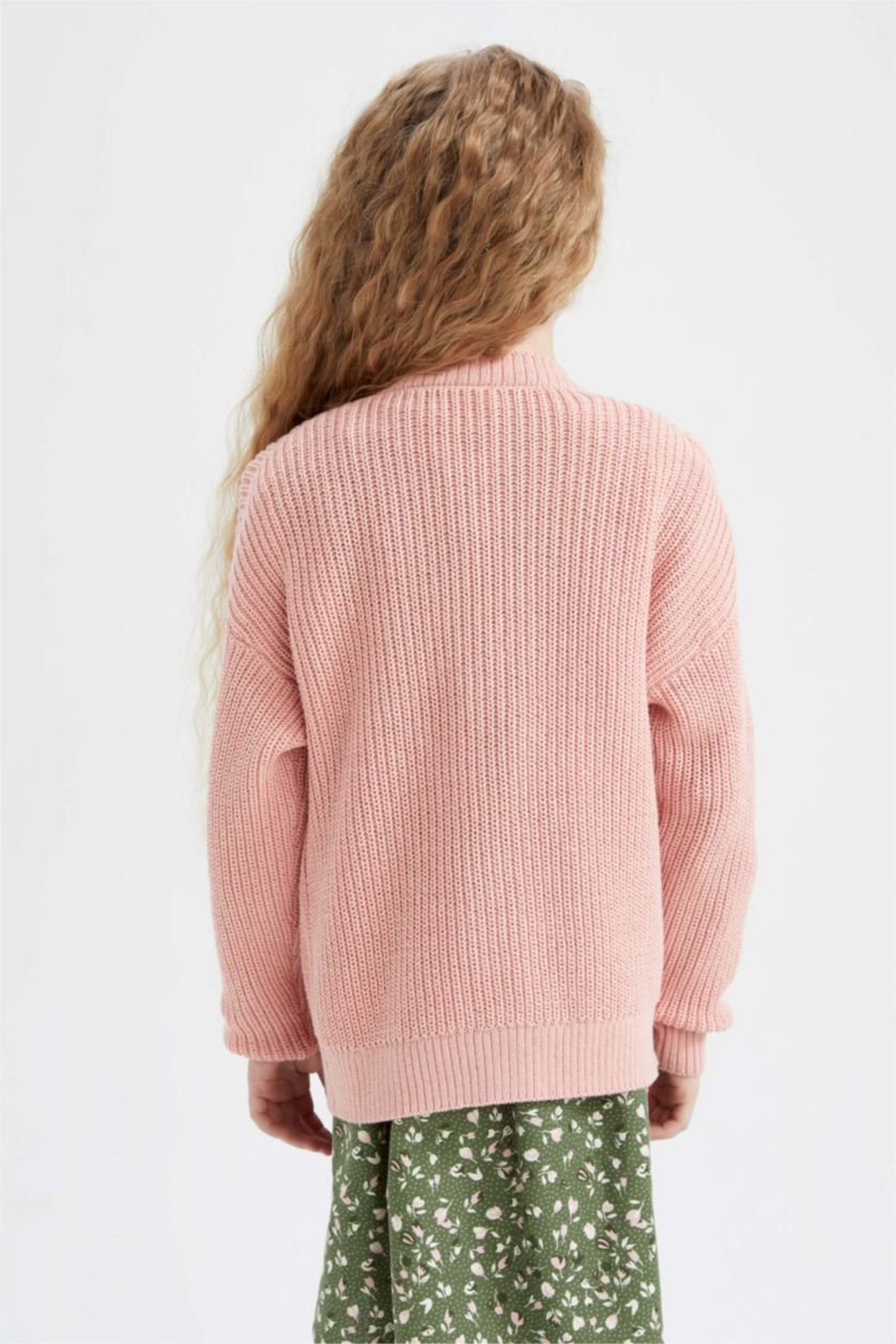 GIRLS & TEENS Pink Regular Fit V-Neck Cardigan