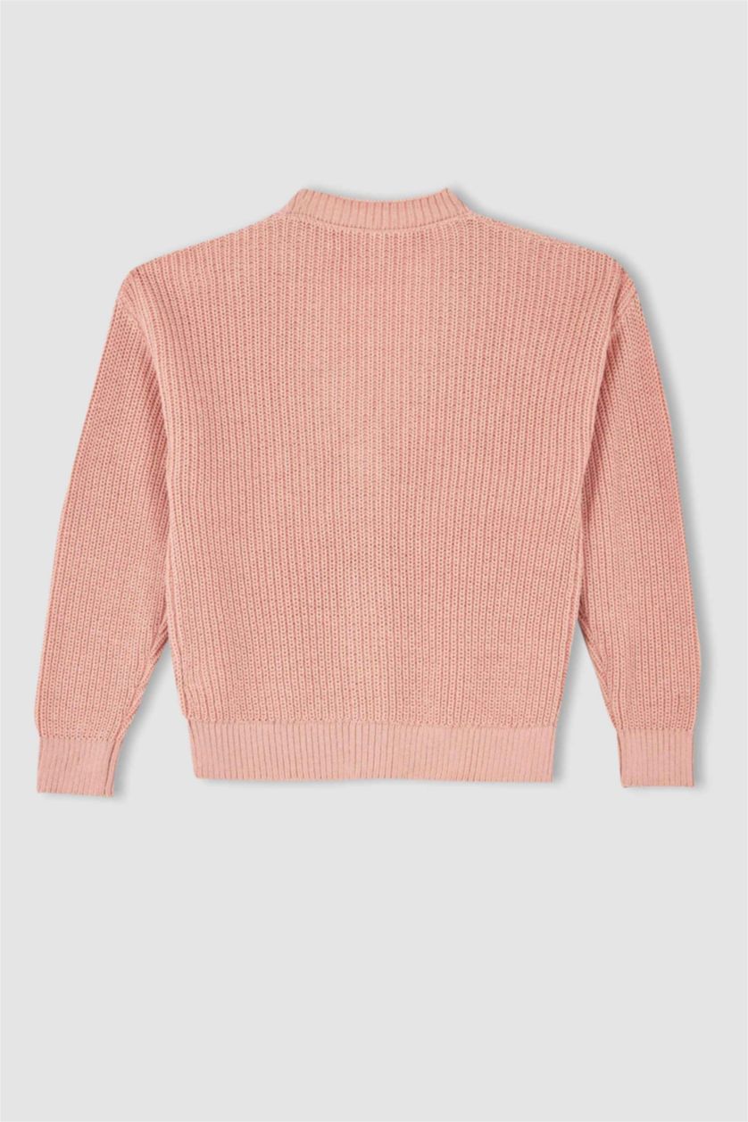 GIRLS & TEENS Pink Regular Fit V-Neck Cardigan