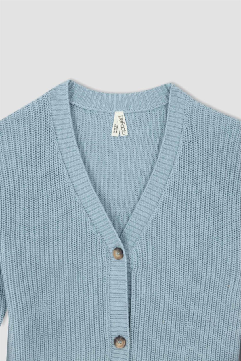 Girls & Teens Aqua Regular Fit V-Neck Cardigan